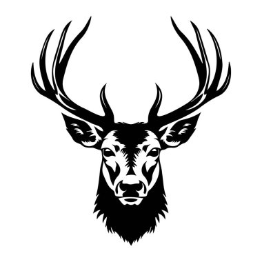 Stunning silhouette of a deer with notable antlers, ideal for art, nature projects, or wildlife conservation initiatives, showcasing strength and elegance.