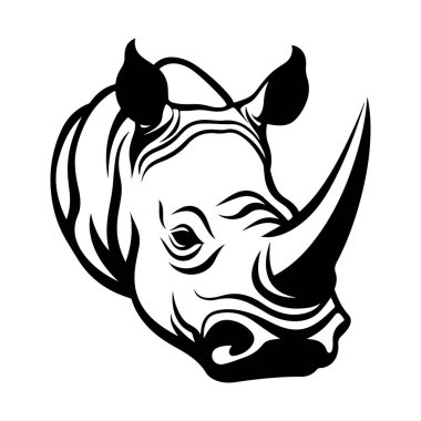 This striking monochrome illustration of a rhinoceros head captures the strength and uniqueness of this majestic animal, perfect for decor.