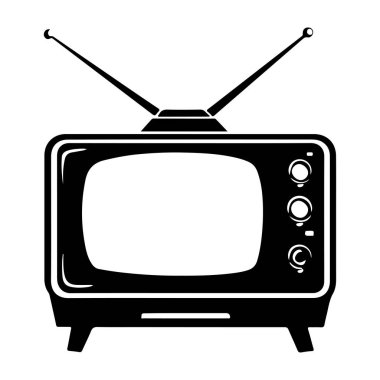 This vintage television icon features a classic design with antennas, perfect for projects needing a nostalgic touch in home decor or media art.