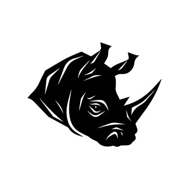 This striking black silhouette of a rhinoceros head captures the essence of wildlife and strength, perfect for design and conservation projects.