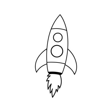 A simple and clean outline of a rocket, perfect for creative projects, educational materials, and design needs. Ideal for adding a fun element!