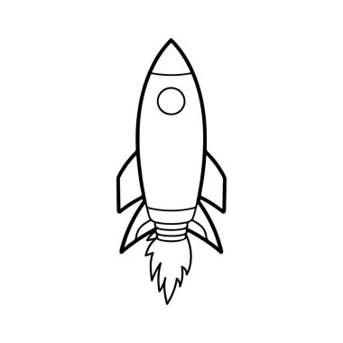 This hand-drawn rocket illustration features a sleek design with flames, ideal for educational content, creative projects, and graphic design.