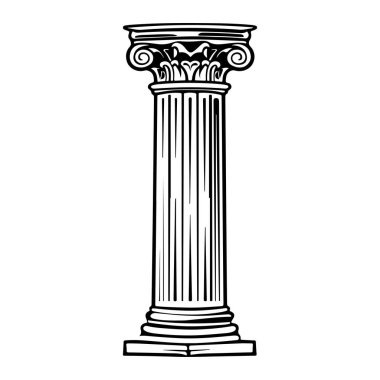 This classic architectural column design captures the elegance of ancient Greece, providing a stunning black and white vector illustration perfect for various design applications.