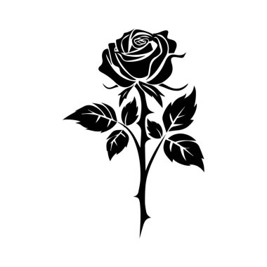 This elegant silhouette of a rose flower showcases its beauty and intricacy, perfect for artistic projects, decor, or design purposes.
