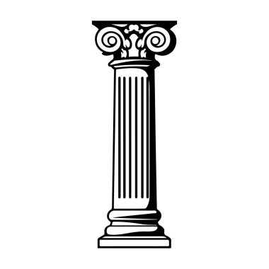 This black and white line art image depicts an elegant classical column, showcasing intricate details and timeless architectural beauty.