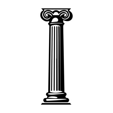This illustration features a classic architectural pillar design in black and white, showcasing its elegant and historical beauty. Perfect for design projects.