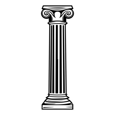 This elegant black and white illustration features a classic Roman column, showcasing detailed lines and artistic craftsmanship for architectural projects.