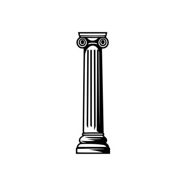 This detailed monochrome illustration features a classic architectural column with a fluted shaft and decorative capital, symbolizing timeless beauty and elegance.