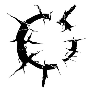 This image depicts a unique black crack design forming an abstract circular shape, perfect for backgrounds or creative projects requiring a modern touch.