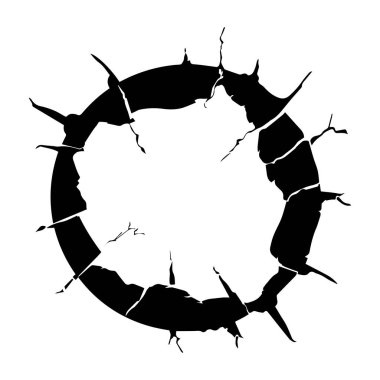 This image features a cracked circular frame, offering a dynamic background for creative design projects. Suitable for various applications.