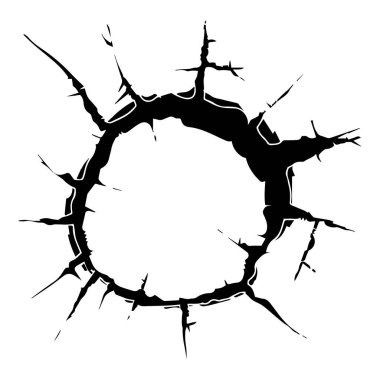 This striking black hole features sharp edges and irregular cracks, making it a versatile design element for graphic and illustrative projects.