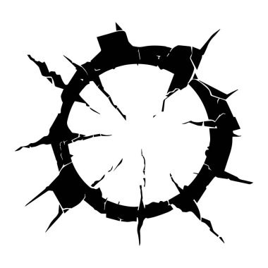 This image features a striking cracked circular design, perfect for creative projects needing an edgy and bold visual element or texture.