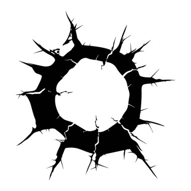 This striking black and white thorny circle features jagged edges, perfect for use in creative projects, backgrounds, or artistic designs.