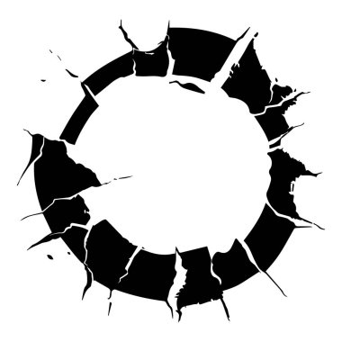 This illustration features a circular hole with jagged edges, creating a striking presence. Perfect for backgrounds or creative projects.