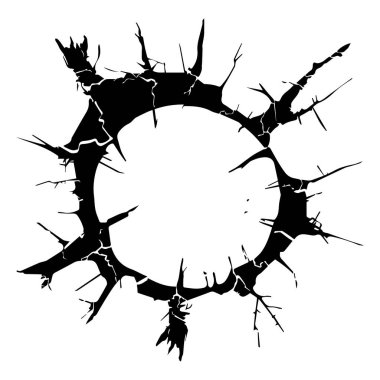 This abstract image features a broken circular pattern with sharp edges, ideal for visual projects that explore themes of damage and imperfection.