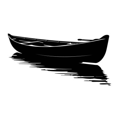 This captivating image features a silhouette of a traditional boat delicately resting on the surface of calm water, evoking a sense of tranquility and beauty.