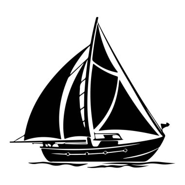 A striking silhouette of an elegant sailboat gliding over calm waters, perfect for illustrating themes of nautical adventure and serene escapes.