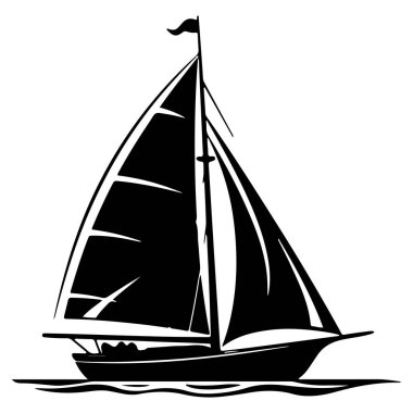 This striking silhouette of a sailing boat captures the essence of adventure on water. Perfect for design projects focused on travel and exploration.