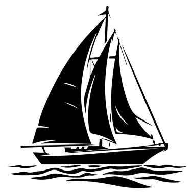 An elegant silhouette of a sailboat gliding over smooth waters. This artistic design captures the essence of sailing and adventure at sea.