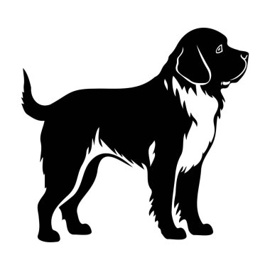 This striking silhouette of a standing dog captures the furry essence and graceful posture of the animal, perfect for art and decoration.