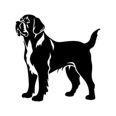 This striking silhouette of a dog stands confidently in profile, showcasing its strong features. Ideal for artistic projects, this minimalist design captures the essence of loyalty and strength in a simple yet elegant form.