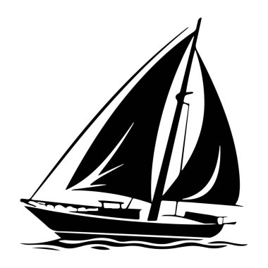 This artistic silhouette of a sailing boat captures the essence of maritime adventures on calm waters, perfect for conveying freedom and exploration.