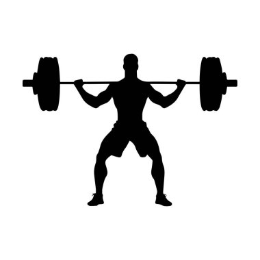 A powerful silhouette of an athlete lifting a heavy barbell, showcasing strength and determination. Ideal for fitness and sports themes.