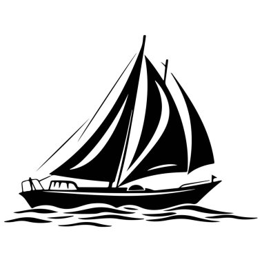 A stunning silhouette of an elegant sailboat navigating through gentle waves, creating a peaceful scene perfect for nautical-themed designs.
