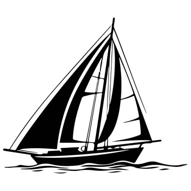 This striking silhouette of a sailboat captures the essence of maritime adventure, showcasing the beauty of sailing on calm waters.
