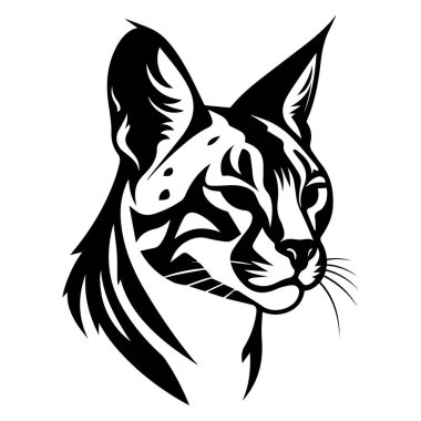 This striking black and white illustration features a lynx head, showcasing its unique features with bold lines and artistic flair, perfect for decor.
