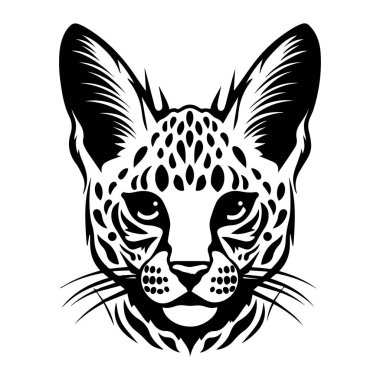 Discover a stunning black and white illustration featuring a lynx head, showcasing its intricate patterns and strong feline features in captivating detail.