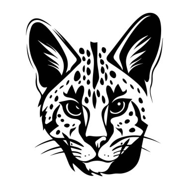 This striking black and white illustration captures the fierce beauty of a leopard head, showcasing its intricate features and unique spot patterns.