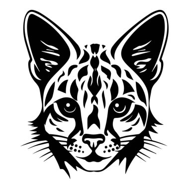 A captivating illustration of a cat face featuring intricate geometric patterns and bold black lines, perfect for artistic projects and designs.