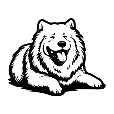 This charming illustration of a Samoyed dog captures a joyful expression, making it ideal for projects focused on pets, happiness, and companionship.