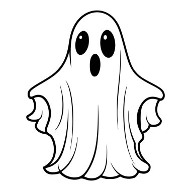 Adorable cartoon ghost character with big eyes that adds a playful touch to Halloween celebrations, perfect for decor and design projects.