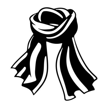A striking black and white illustration of a scarf, showcasing its elegant lines and artistic design, ideal for fashion or decor use.
