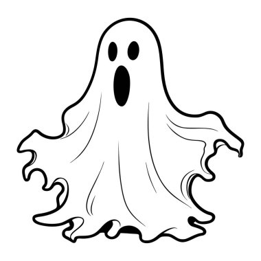 This playful cartoon ghost features a fun expression, making it ideal for Halloween themed designs, decorations, or invitations for parties.