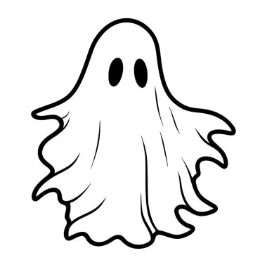 A whimsical cartoon ghost illustration featuring a friendly expression. Ideal for Halloween-themed projects, decorations, or playful graphics.