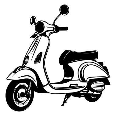 This vintage scooter illustration captures the essence of urban mobility, ideal for travel-centric designs or cultural themes in various projects.