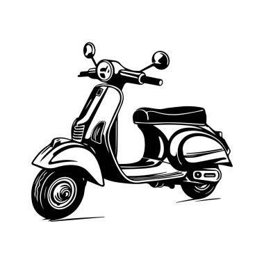 This classic vintage scooter illustration captures the essence of transportation and travel in a stylish monochrome design, showcasing mobility and adventure.