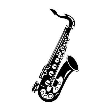 A beautifully crafted silhouette of a saxophone showcases its unique shape and elegant design, perfect for music-related projects and themes.