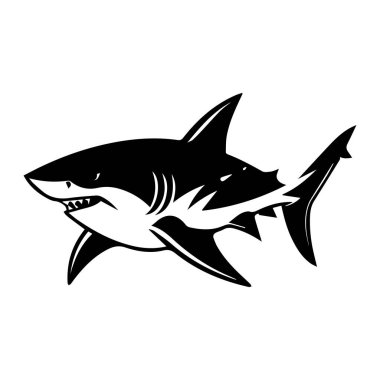 This striking illustration captures a fierce shark swimming in vibrant ocean waters, perfect for creative projects related to marine life and adventure.
