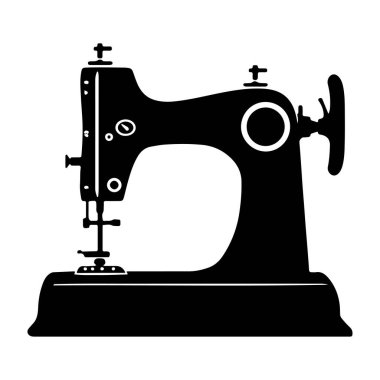 This vintage sewing machine silhouette showcases a classic design ideal for crafting, fashion projects, or artistic endeavors. Perfect for creative works!