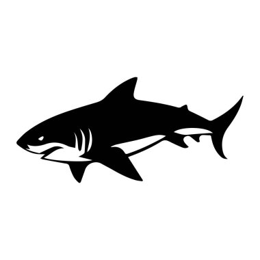 This striking black shark silhouette represents coastal adventures and marine ecosystems, perfect for art, design, and decoration projects.