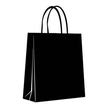 This black shopping bag silhouette features handles and a minimalist design, perfect for retail and packaging projects. Ideal for various graphic applications.