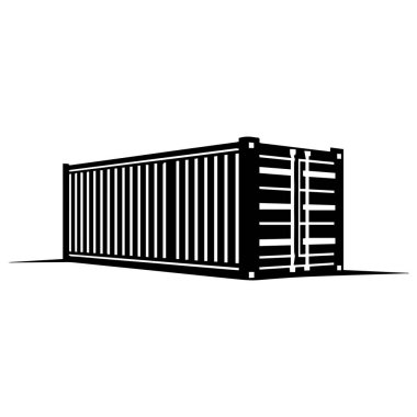 This image features a black silhouette of a shipping container, highlighting its vertical stripes in a simplistic style, perfect for various design needs.