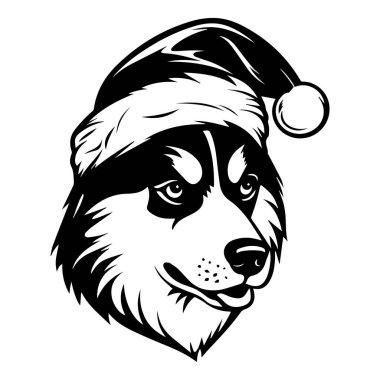 An endearing dog wearing a Santa hat captures the spirit of winter festivities and holiday joy, perfect for Christmas-themed projects and designs.