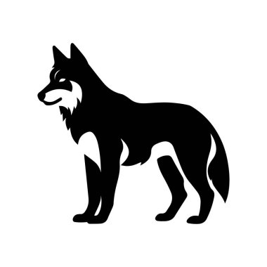 This striking silhouette of a wolf embodies elegance and mystery, making it ideal for nature-themed projects, logos, or artistic purposes.