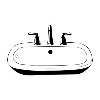 A stylish bathroom sink featuring an elegant curved basin and two sleek faucets. Perfect for modern interiors, adding a touch of luxury and simplicity.