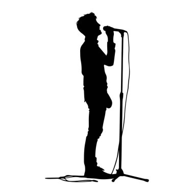 A striking silhouette of a singer passionately performing on stage, capturing the essence of music and emotional expression in a creative moment.